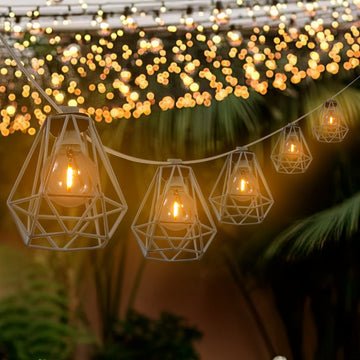 Indoor/Outdoor 10 ft. Contemporary Transitional Incandescent G40 Diamond Cage String Lights